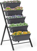 GRAFFY Vertical Raised Garden Bed 5 Tier Elevated Flower Planter Raised Beds with Water Drainage Vertical Garden Planter Freestanding Raised 5 Container Boxes for Balcony Patio Backyard