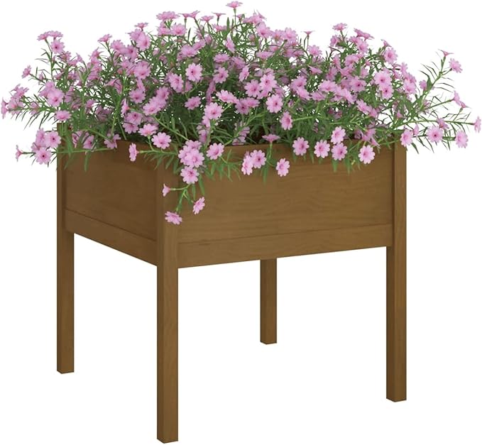 Raised Bed Wood Raised Beds for Garden Wooden Raised Bed Planter Raised Bed Wood Honey Brown Herb Bed Wood Flower Box Flower Box Flower Pot Garden Planter 70 x 70 x 70 cm Pack of 2
