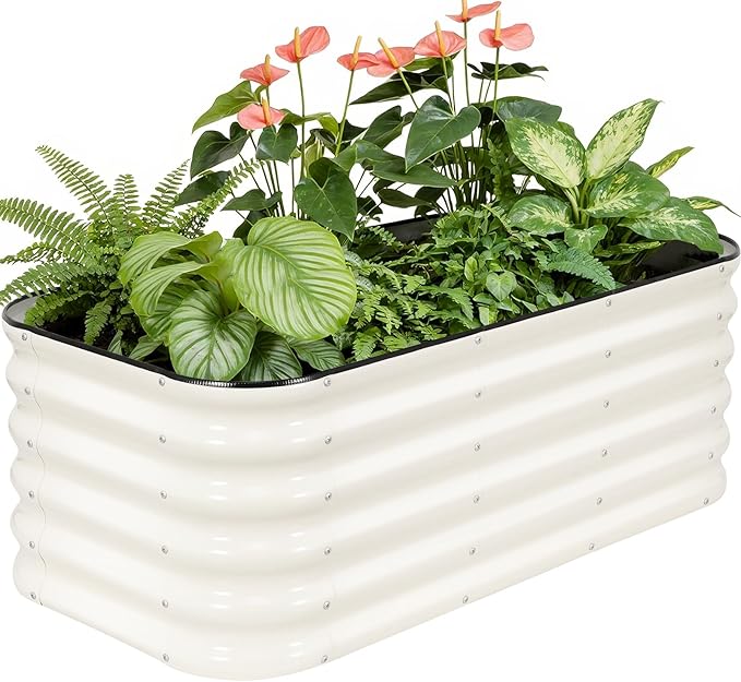 4×2×1.4FT Galvanized Raised Garden Bed Outdoor Metal Raised Garden Bed Kit Large Planter Raised Beds 3 In1 Modular Raised Planter Box OutdoorRaised Beds for Gardening for Vegetables Flowers Herbs