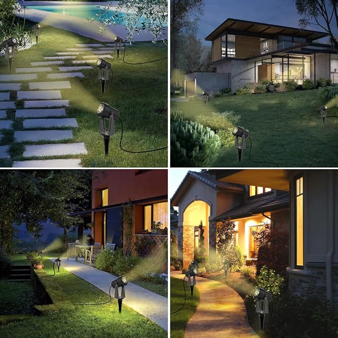Landscape Lighting 6 Pack Low Voltage LED SpotLights 3W 27V Garden Pathway Outdoor Lights IP65 Waterproof Warm White