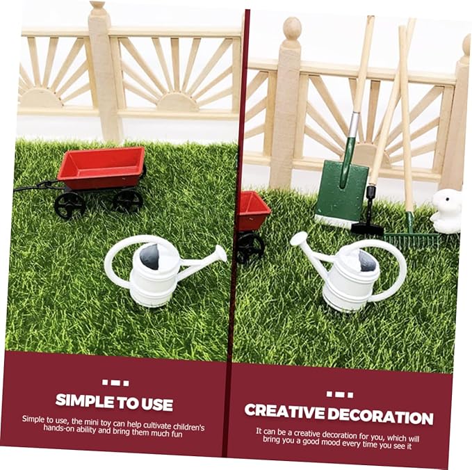 4 Sets Mini Gardening Tool Model Charming Mini House Garden Decor Accessory for Fairy Garden Kit for Dollhouse and Micro Landscape DIY Fun