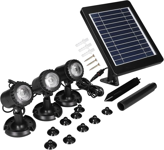 Solar Spotlights Outdoor IP68 Waterproof 3 in 1 Solar Landscape Lighting Dusk to Dawn Solar Uplights Lighting Facilities for Courtyard Decoration