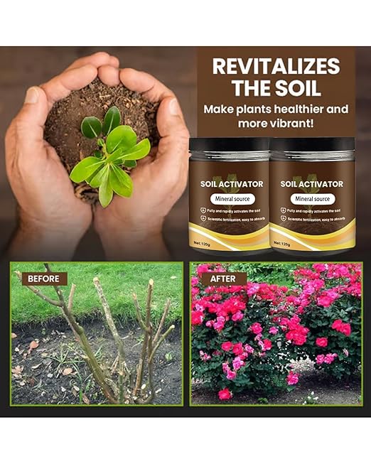 Soil Activated - Soil Activator for Plants Organic Soils Activator &amp Plant Fertilizer for Raised Garden Beds Potting Mix and Seedling Compost Prevent Compaction Promote Plant Rooting 60g (5)