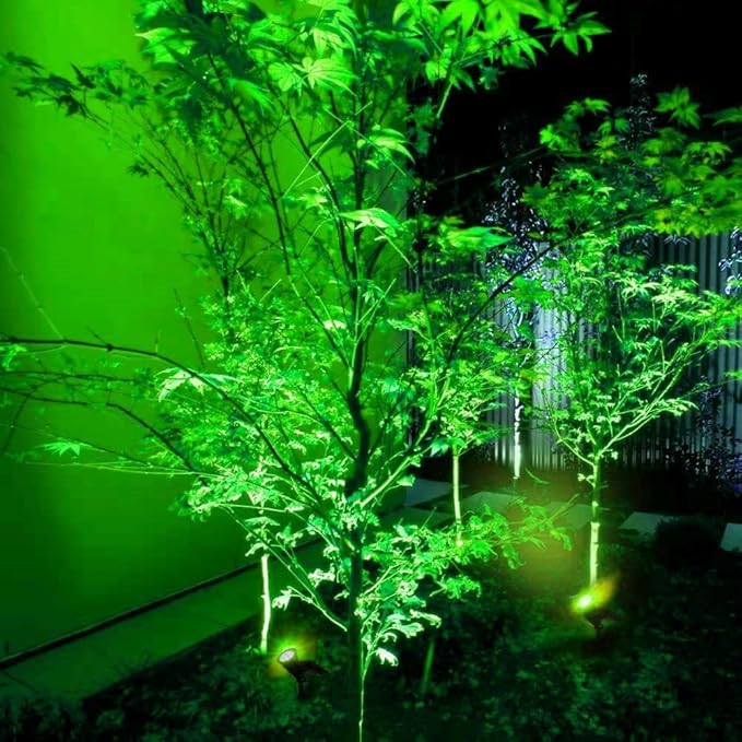 Solar Landscape Lights 4 LED Solar Spotlights 2 in 1 Security Light Solar Lights Outdoor Waterproof for TreePatioYard (Green)