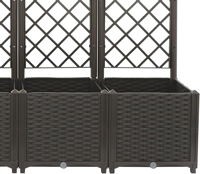 4 PCS Plastic Plant Box with Trellis for Climbing Plants Perfect Planter for Backyard Patio or Balcony – Adjustable Durable Design for Flowers Herbs and Greens