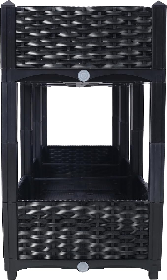 Raised Garden Beds Planter Raised Beds Elevated Planter Garden Box with Drainage Plug Raised Garden Beds for VegetableFlowerHerb Outdoor Standing Planter Beds Gardening Kit47.2x15.7x27.7Black