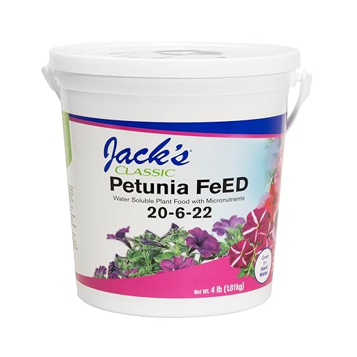 Jack's Classic 20-6-22 Petunia Feed Water-Soluble Fertilizer with Micronutrients 4lbs - Provides Lush Green Annuals