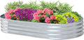 Raised Garden BedGalvanized Planter Boxes OutdoorOval Large Metal Garden Bed Planter Box for Vegetables