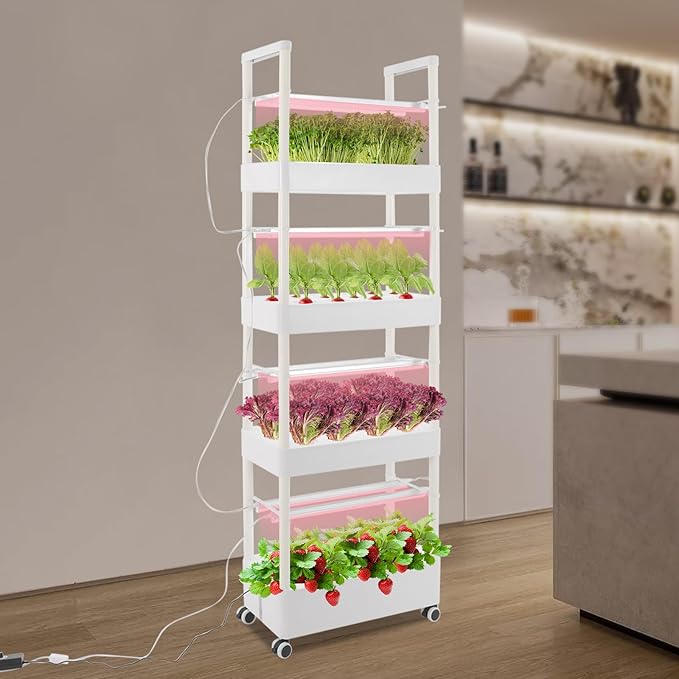 Hydroponics Growing System Kit Vertical Indoor Garden with LED Grow Light Indoor Gardening System for Vegetable Fruit Herb