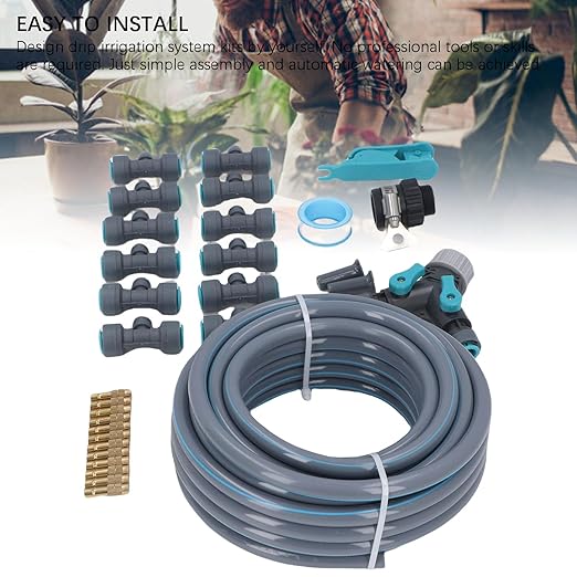 Drip Irrigation System Automatic Drip Irrigation Kit with 32.8ft Hose Connectors &amp Adjustable Dripper Garden Watering System for Greenhouse Plant Patio Lawn Flower Bed