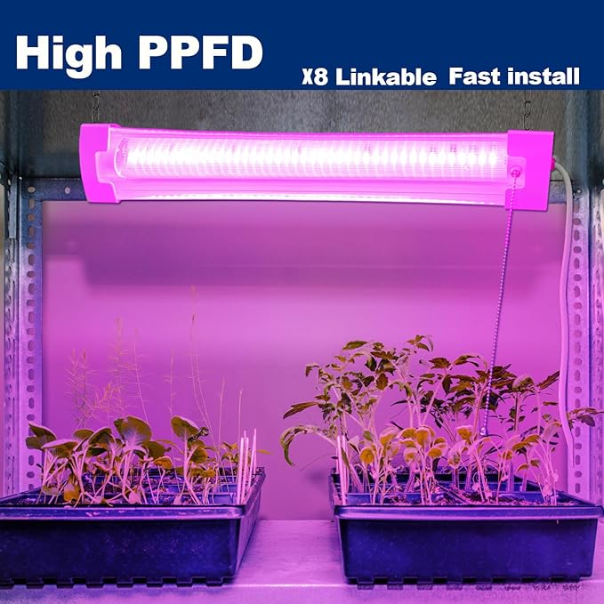 2FT LED Grow Lights for Indoor Plants Full Spectrum 2100LM &amp Red Blue Light Pull Chain Switch &amp Linkable for Indoor Plants Hydroponics Seedlings Flowers