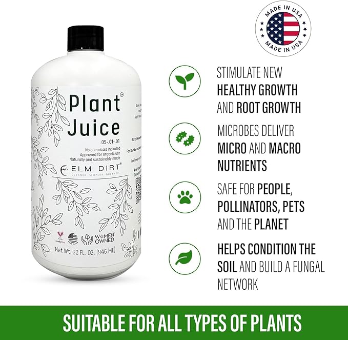 Elm Dirt Plant Juice Organic Fertilizer for All Purpose Plants - Plant Food Indoor House Plants | Liquid Plant Food Outdoor &amp Indoor Plant Fertilizer for Vegetables Succulents &amp Hydroponics