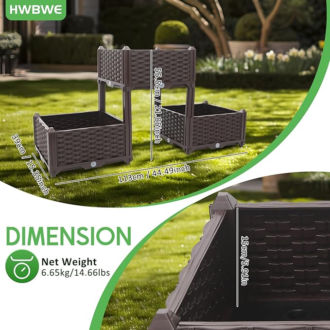 Planter Raised Beds Elevated Planter Garden Box with Drainage Holes Raised Garden Bed for Vegetable/Flower/Herb Outdoor Standing Planter Beds Gardening Kit