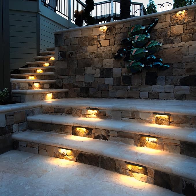 mirrea 7 Outdoor Hardscape Lighting Low Voltage Retaining Wall Lights Step Lights 12V 2W LED 2700K Warm White Pack of 8
