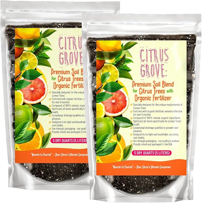 Premium Organic Citrus Potting Soil for Indoor/Outdoor Plants - Perfect for Oranges Lemons Limes &amp Grapefruits Trees - Hand Blended for Optimal Growth (20 QUARTS)
