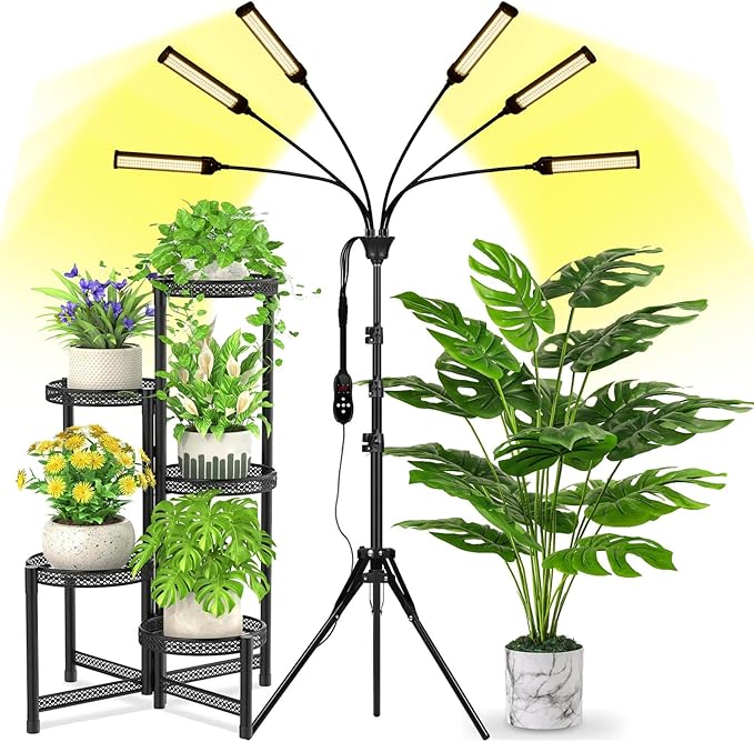 LED Grow Light Coverage and Upgraded Larger Board Full Spectrum Grow Lamps for Indoor Hydroponic Growing Light with High PPFD (3 Arms)