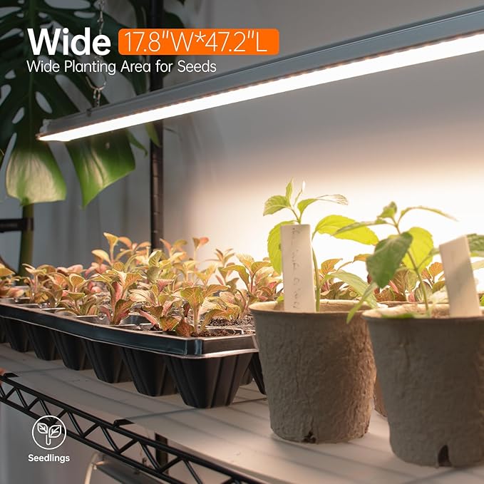 Bstrip Plant Stand with Grow Lights 5 Tier Large 47.2x17.8x71IN Plant Shelf Indoor with 3FT T5 144w Grow Light 3 Mode Full Spectrum LED Plant Light with Timer for Indoor Plants Spring Seed Starting