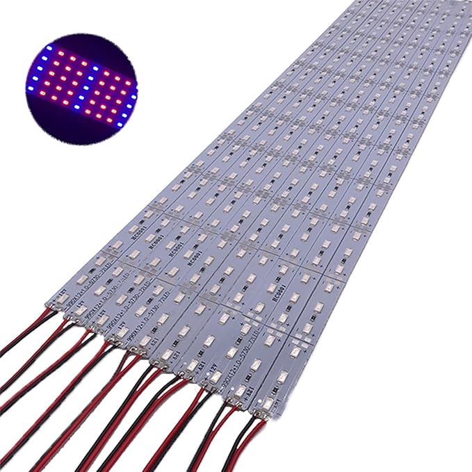 LED Plants Grow Lights DC 12 V 5730 SMD LED Bar Lights Compatible with Aquarium Greenhouse Lamp 10pcs 50CM(Color:Clearly CoverSize:2Red 1 Blue)