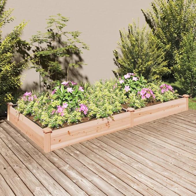 SKM Garden Raised Bed with Liner 240x120x25 cm Solid Wood Fir (Weight-12KG)-240722