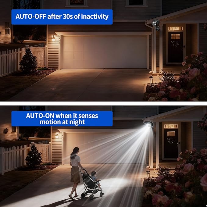 Battery Operated Outdoor Motion Sensor Light 600LM 6000K Waterproof Wide-Angle Detection Auto On/Off Wall Lightfor Garage Yard Front Door Stair and Driveway (2 Packs)