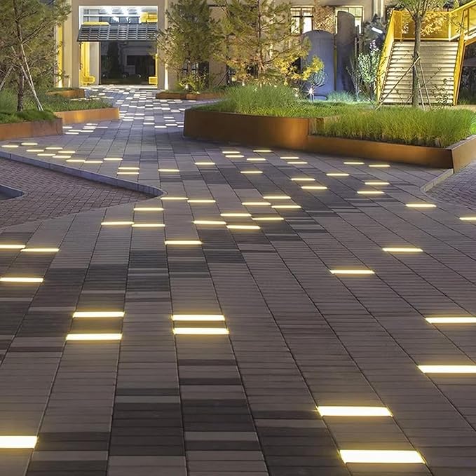 Ground LED Landscape Lights - Rectangle Outdoor Buried Lamp IP65 Waterproof Recessed Downlight AC85-265V Long Strip LED Spot Light for Villas Deck Step Lawn(White Light18W)