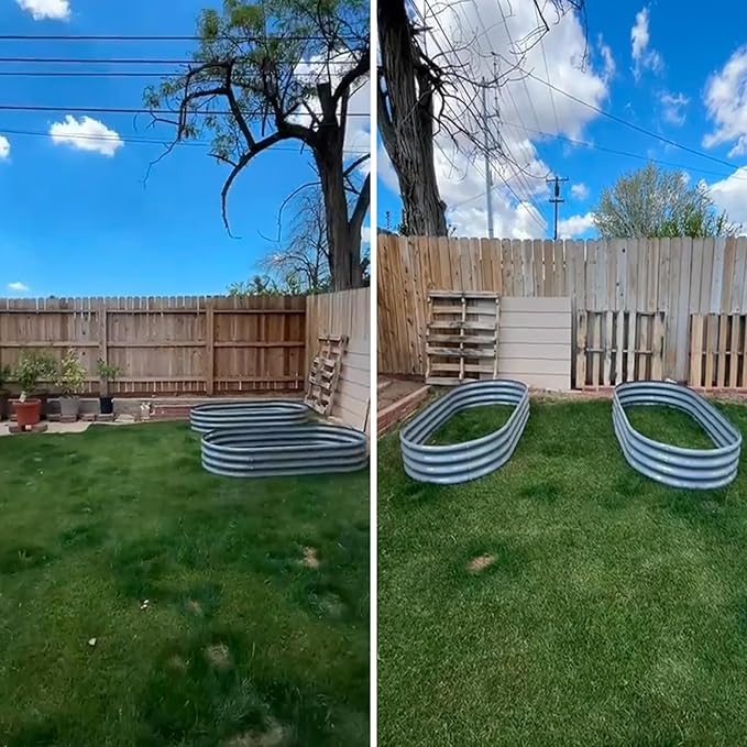2 Pack 6x3x1ft Raised Garden Bed 12 Tall Galvanized Metal Raised Beds for Gardening Rust Resistant Elevated Garden Bed Planters Box Kit for Outdoor Plants Vegetables Flowers Herbs Tomatoes Grey