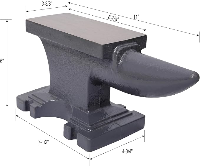 Cast Iron Anvil Single Horn Anvil with 6.8 x 3.3 Inch Countertop and Stable Base Luxebough High Hardness Blacksmith for Bending Shaping Forging Premium Rugged Design (24LB)