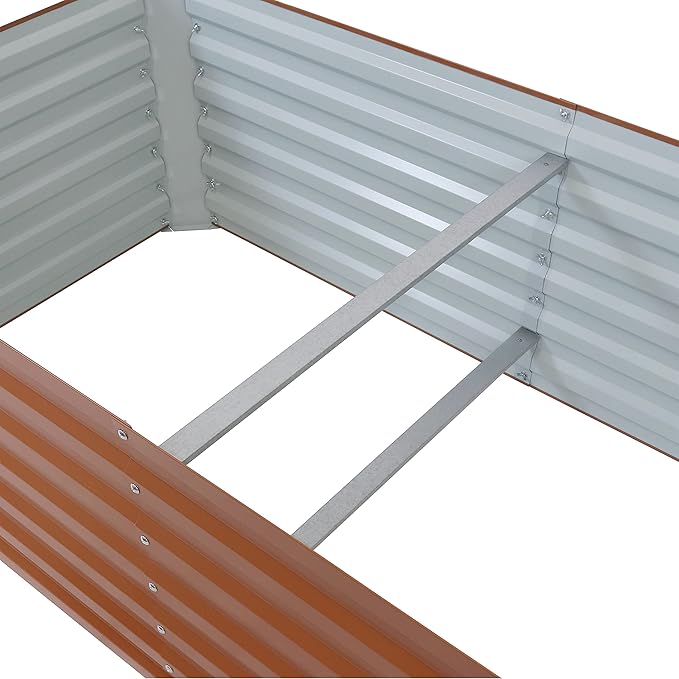 Sunnydaze 71-Inch Rectangular Raised Garden Bed - Galvalume Steel Vegetable Flower Bed Planter Kit - Brown