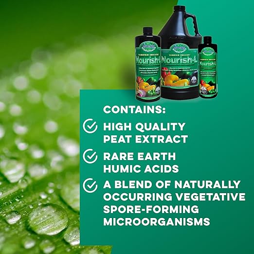 MICROBE LIFE HYDROPONICS Nourish-L Liquid Fertilizer Stimulator to Enhance Plant Nutrient Absorption for Fruits &amp Vegetables Use with Any Feeding Systems Including Hydroponics or Soil 32 Ounces