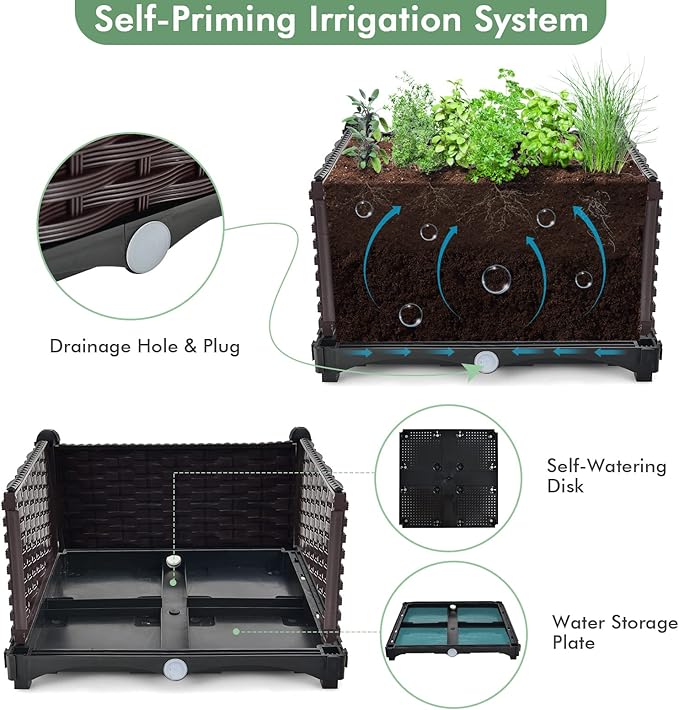 S AFSTAR Raised Garden Bed with Removable Legs &amp Brackets 4 Pack Elevated Garden Planter Kits for Flowers Fruits Vegetables Multiple Combination Planting Box Container for Garden Patio Balcony