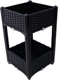 Planter Raised Garden Bed Plastic Elevated Planter Garden Box with Drainage Plug Outdoor Standing Planter Beds Gardening Kit 15.7 L X 15.7 D X x27.7 H (Black Style 2-1)