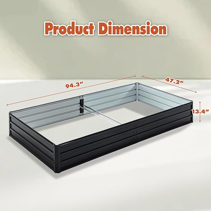 8x4 FT Galvanized Raised Garden Bed Large Metal Planter Box System for High-Yield Vegetables - Create an Organized 32 Sq Ft Outdoor Garden Plot Easy Assembly Design