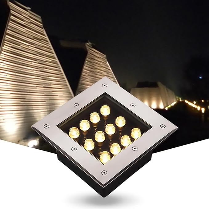LED Landscape Lights - Outdoor Buried LightsTempered Glass Embedded Spotlight IP66 Waterproof One-Piece Optical Lens Ground Light Garden Courtyard Floor LampWhite-6W