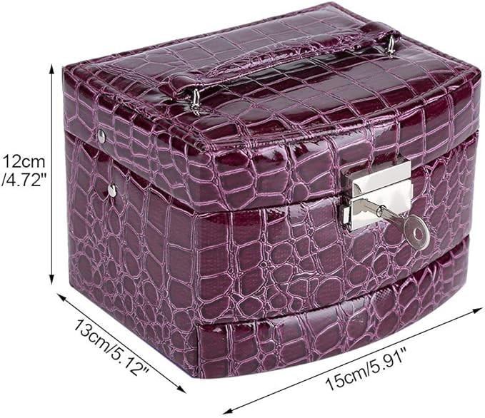 3 Layer Jewelry Storage Box Organizer for Rings Necklaces and More(4.72x5.12x5.91-Purple)
