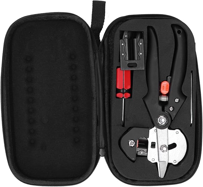 Garden Grafting Tool Set Tree Grafting Kit with 5 Precision Cutting Blades Professional Plant Branch Scissor Shear for Gardening Enthusiasts Includes Storage Bag (Black)