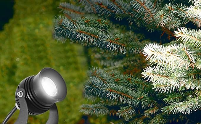 Kiven IP65 Waterproof LED Landscape Up Down Light Black Decorative Spotlight with Plug-in Cord and Timer for Indoor Outdoor Yard Step Statue Mini LED Lawn Light (7W Cool White)