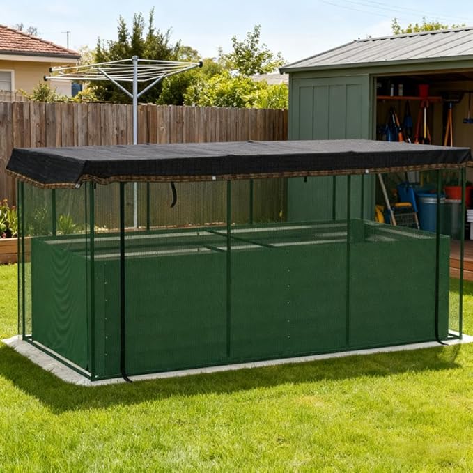 Crop Cage and Shade Cloth with Raised Garden BedGalvanized Steel Planter Box CI752