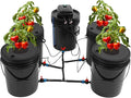 PERFERATE Hydroponics Grow System Kit with 4/6 Buckets 5 Gallon Recirculating Deep Water Culture with Air Pump Air Stones and Water Level Device for Leafy Vegetables (4 Buckets)