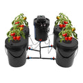 Hydroponic System 5 Gallon 5 Buckets - Recirculating Deep Water Culture Kit w/12W Air Pump 4×4L/min Air Stone 6m Hose &amp Water Level Device for Indoor/Outdoor Leafy Vegetables Black
