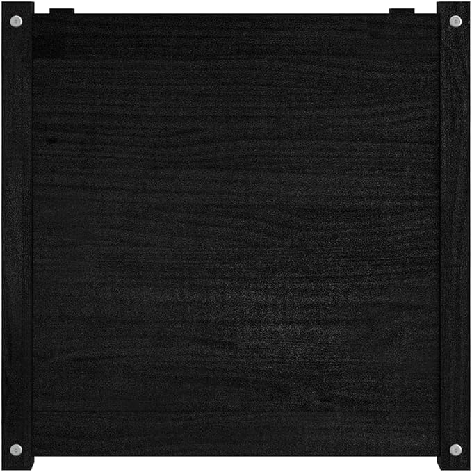 Black Solid Pinewood Outdoor Garden Planter 23.6 Inch Square Raised Bed for Vegetables Flowers Herbs Durable Patio Decor