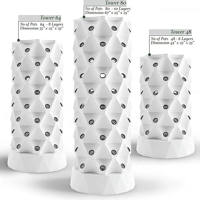 Hydroponics Growing System Vertical Tower Automated Aeroponics Indoor Tower Garden - Aquaponics Growing Kits for Fresh Herb Garden Fruits &amp Vegetables 48Pots