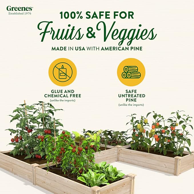 Greenes Fence Original Pine Raised Garden Bed 8' x 8' x 10.5 U-Shaped Bed - Made in USA with American Pine