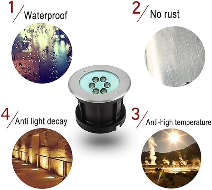 LED Landscape Lights - Outdoor Buried Lights 45° Bevel Deflection Spotlight IP67 Waterproof Polarized Light Garden Courtyard Decorative Floor Light Easy Installation(Red4W) (Yellow 3W)