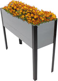 Sunnydaze Acacia Wood Raised Garden Bed with Legs - 31-Inch H - Powder-Coated Steel Frame - Removable Planter Bag - Gray