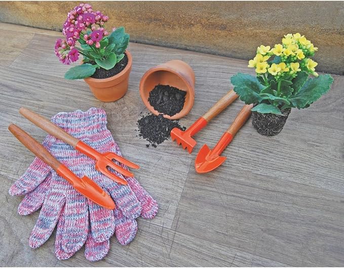 Tramontina 4-Piece Metal Gardening Set with Wooden Handle