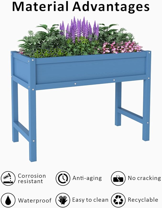 Raised Garden Beds Outdoor with LegsOutdoor Planter BoxNon-CrackingRust Resistantand Rot-Resistant for Vegetable Garden for Backyard Patio Balcony Outdoors/Indoors Navy
