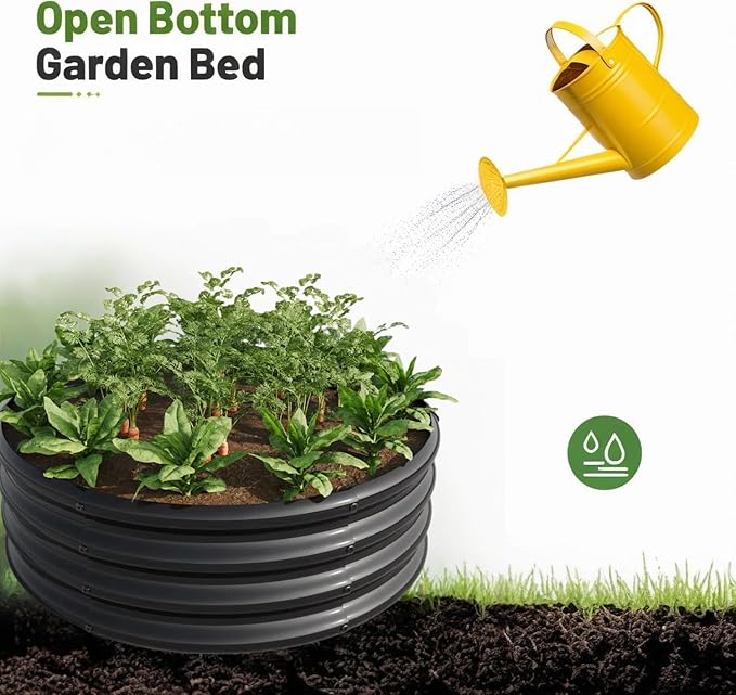 2PCS 32.08*11.4 Tall Round Raised Garedn BedMetal Raised Beds for Vegetables Outdoor GRaised Planter Box Backyard Patio Planter Raised Beds for Flowers Herbs Fruits Black