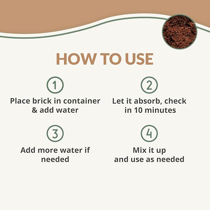 Buffered Coco Bliss (10lbs) - 100% Buffered Organic Coco Coir for Plants &amp Gardening - Cocopeat for Garden Soil Seed Starter Soil &amp Mulch - Organic Coconut Coir Brick - Coconut Fiber Potting