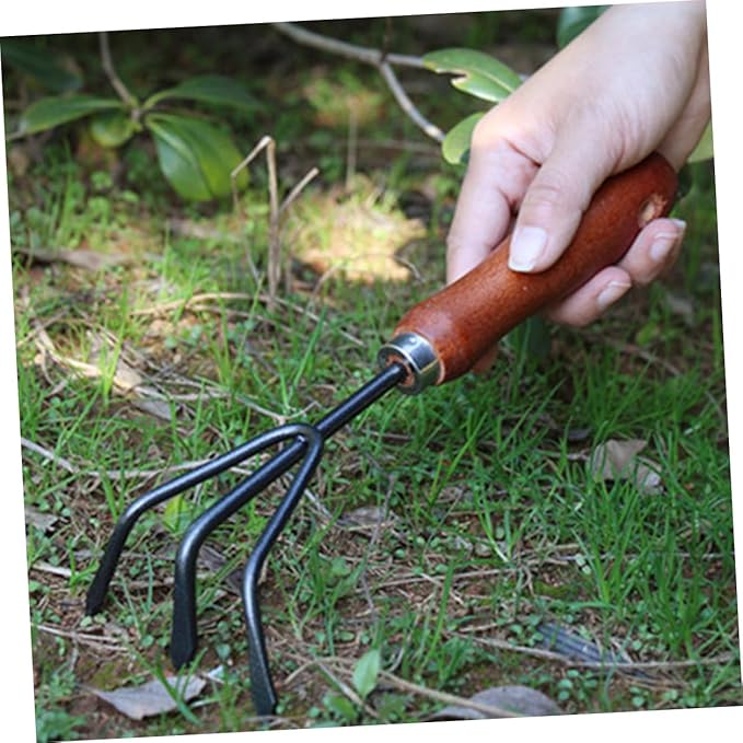4pcs Gardening Tool Set with Hand Trowel Narrow Spade 3-Claw Rake and Dual-Purpose Hoe for Planting and Potting Mini Garden Shovel Kit for Backyard and Indoor Use
