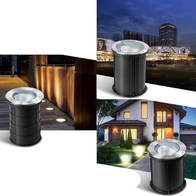 Outdoor Buried Lights - LED Landscape Lights 15° Adjustable Angle Buried Lights IP67 Waterproof High Brightness Round Embedded Ground Spotlight for GardensWarm White Color-20W